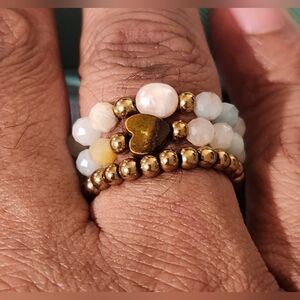 3pcs Women's Natural Stone & Freshwater Pearls Adjustable